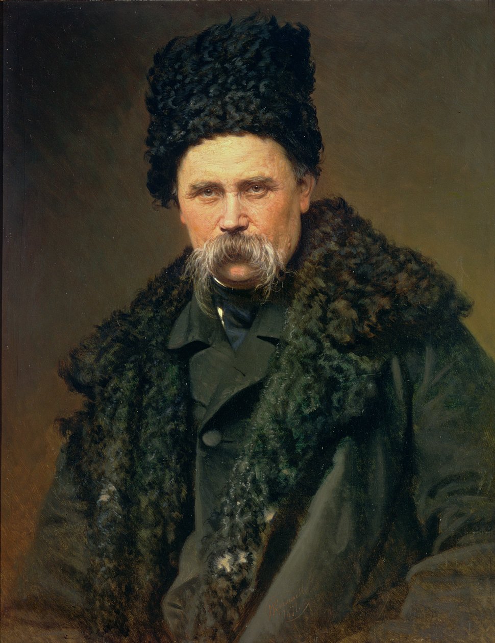 Retrato do escritor ucraniano Taras Grigorievich Shevchenko (1814-1861), 1871 de Ivan Nikolaevich Kramskoy