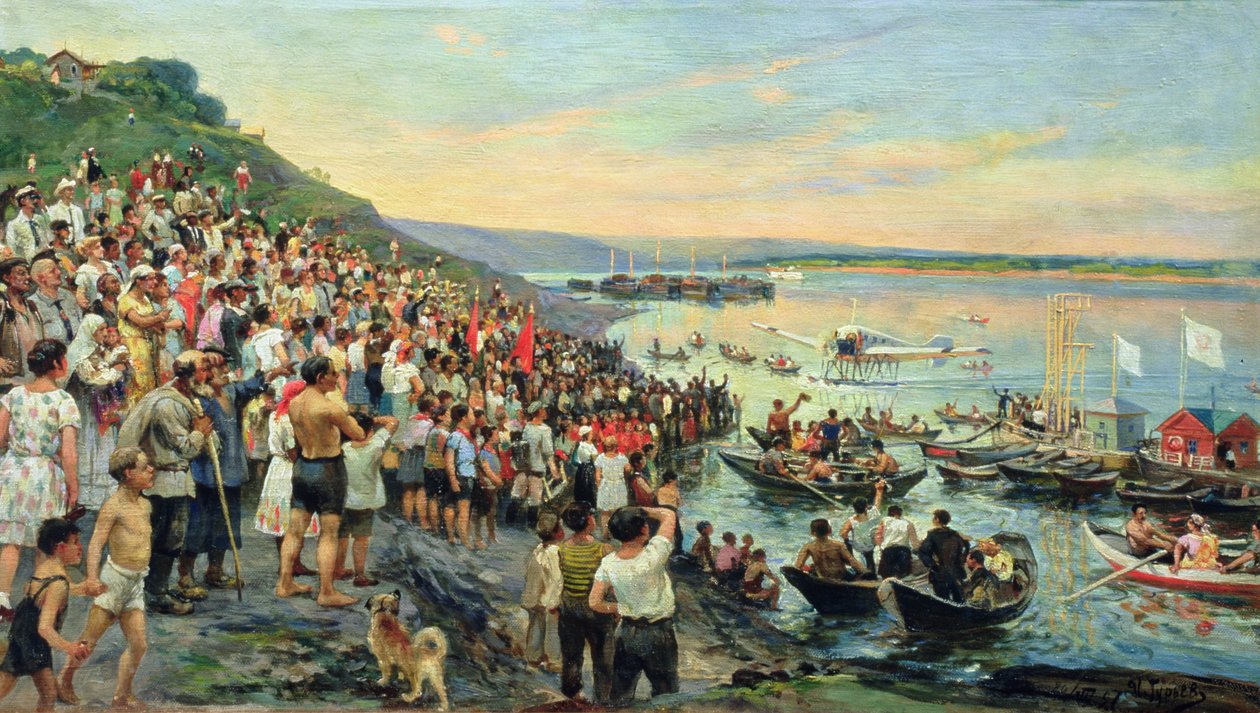 Chegada de um hidroavião em Ulyanovsk em 1927, de Ivan Petrovich Guryev