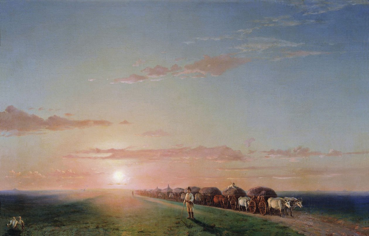 Um comboio de carroças no deserto de Ivan Aivazovsky