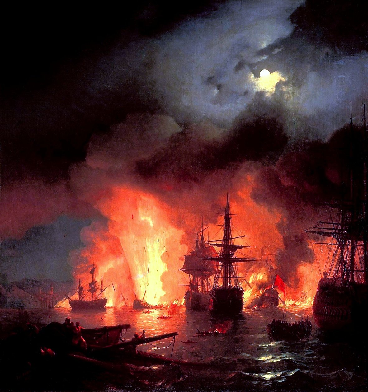 Batalha de Çesme à noite de Ivan Aivazovsky