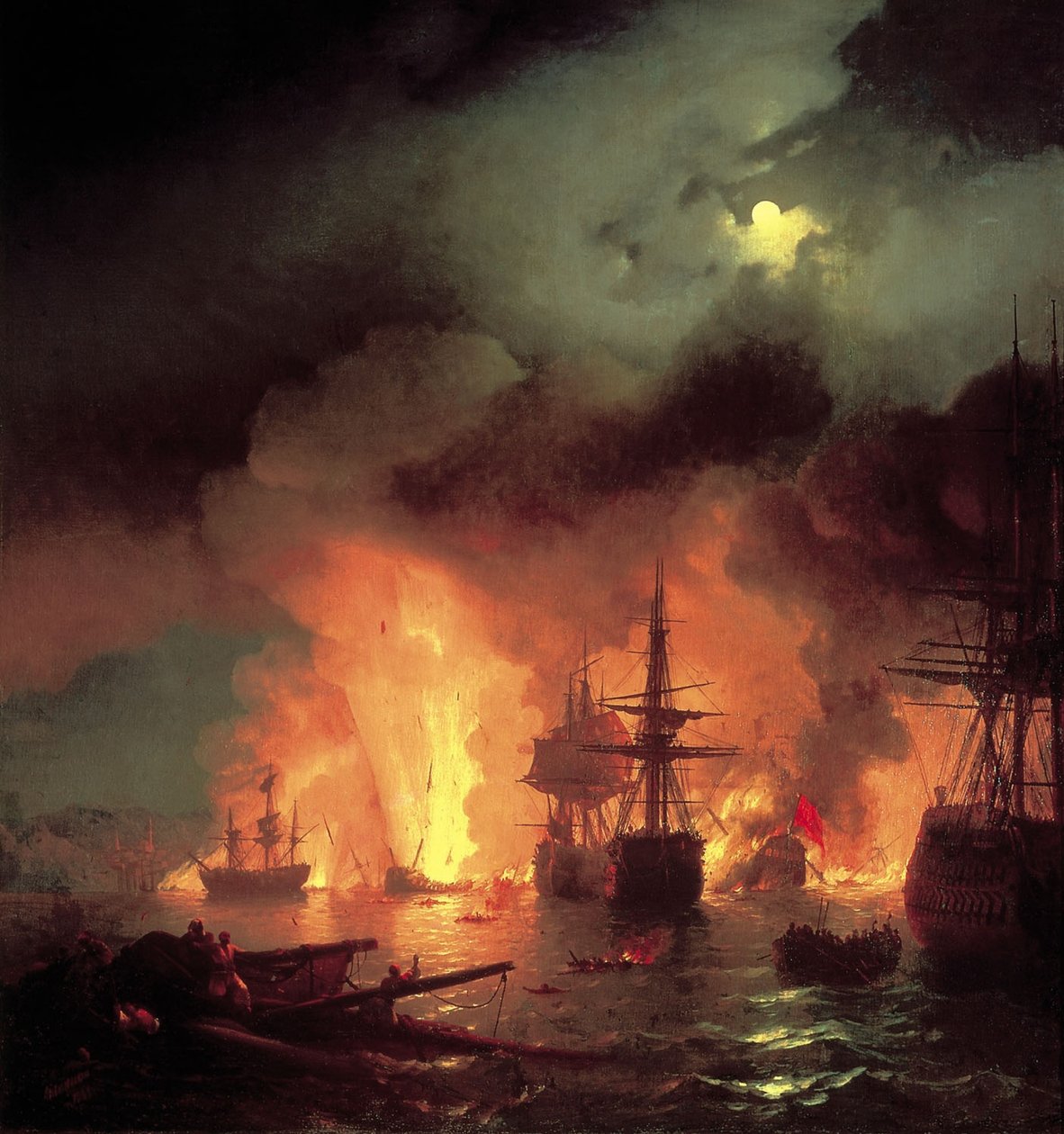 Batalha de Çesme à noite de Ivan Aivazovsky