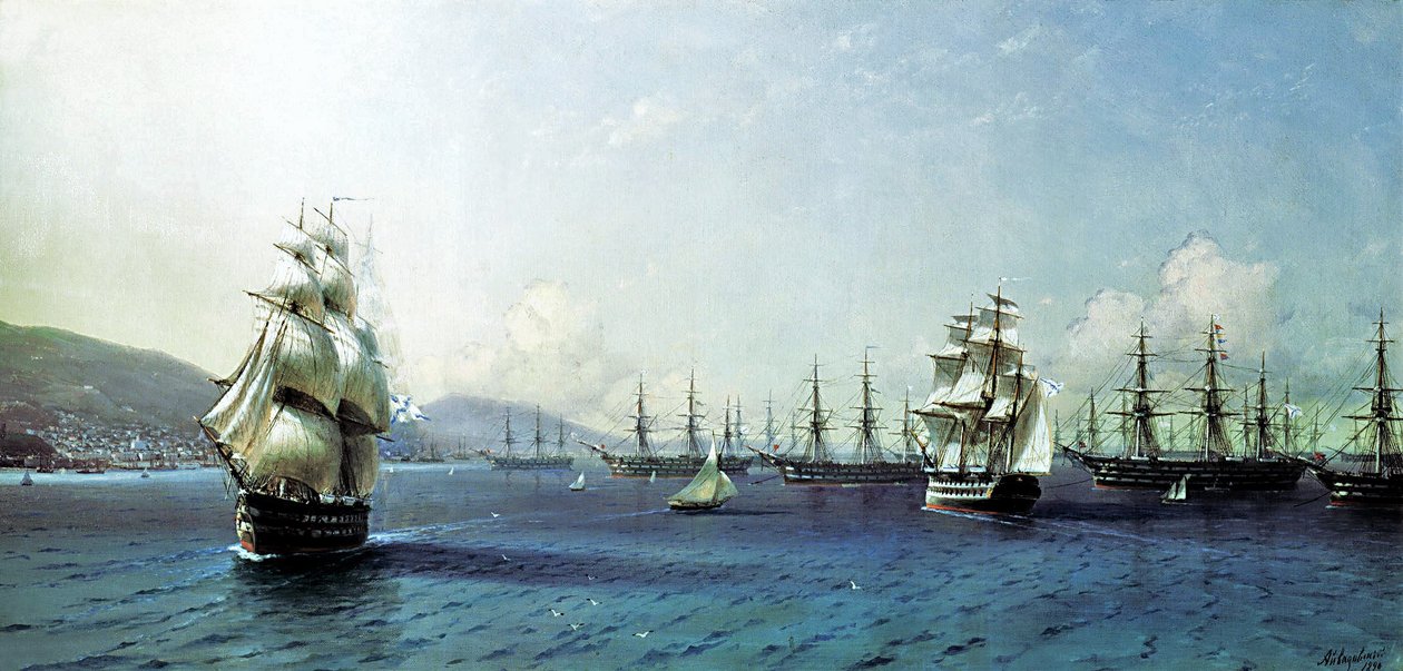 Frota do Mar Negro na Baía de Teodósia, pouco antes da Guerra da Crimeia de Ivan Aivazovsky