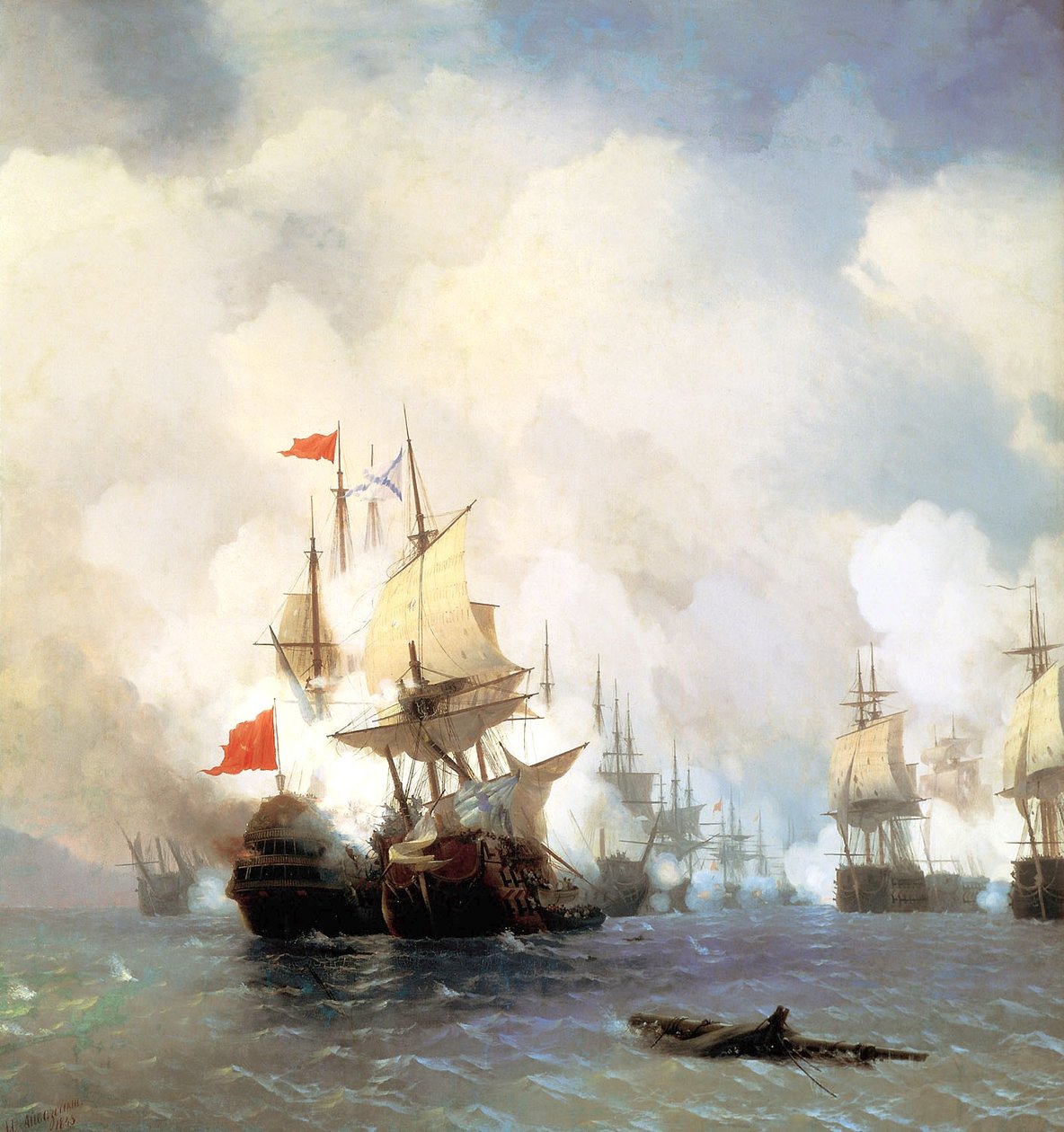 Russo: "Batalha no Estreito de Quios em 24 de junho de 1770 " Batalha de Quios em 24 de junho de 1770 de Ivan Aivazovsky