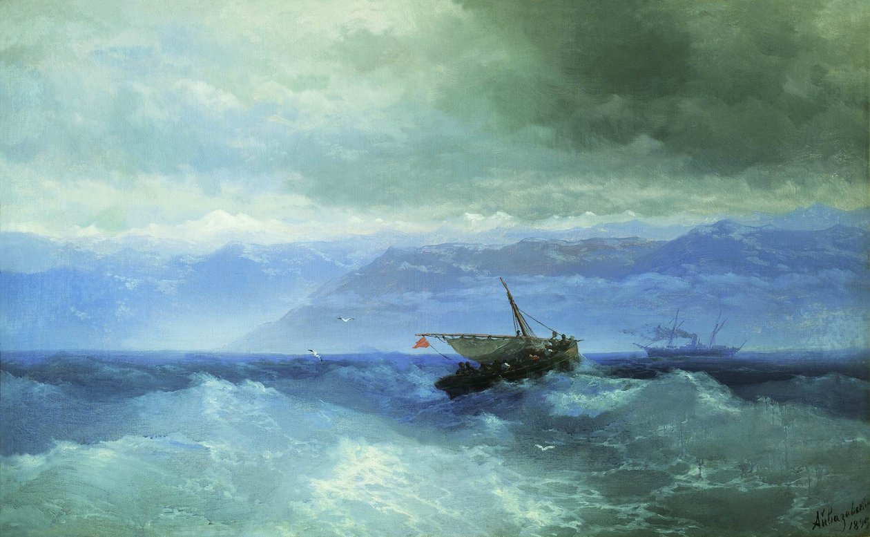 Russo: "Caucasus Mountains from the sea" Montanhas do Cáucaso a partir do mar de Ivan Aivazovsky