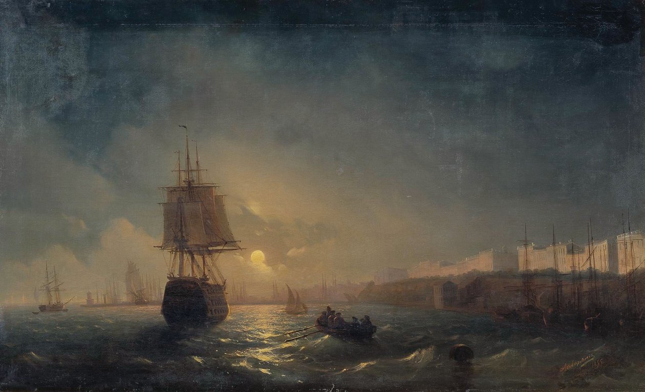 Russo: "Vista de Odessa numa noite de luar" Vista de Odessa numa noite de luar de Ivan Aivazovsky