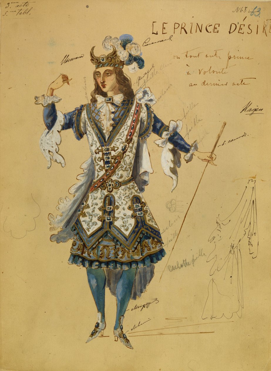 Figurino para o balé A Bela Adormecida de P. Tchaikovsky, 1890 de Ivan Alexandrovich Vsevolozhsky