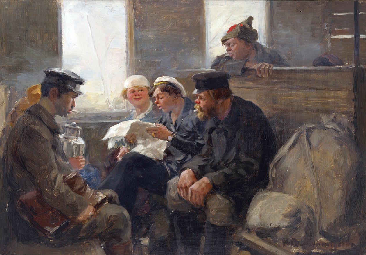 Grupo de bolcheviques em um trem por Vladimirov, Ivan Alexeyevich (1869-1947). óleo sobre madeira de Ivan Alexeyevich Vladimirov