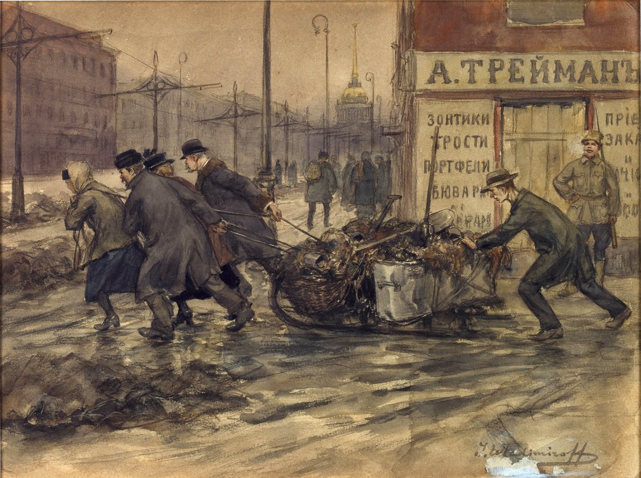 Comerciantes ricos e nobres russos começam a retirar lixo dos quintais de Ivan Alexeyevich Vladimirov