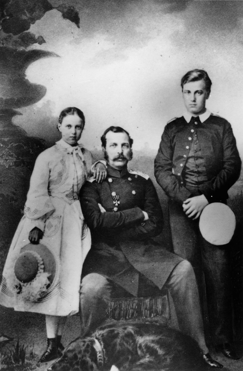 Czar Alexandre II da Rússia com sua filha Maria e filho Alexei, 1863 de Ivan Fyodorovich Alexandrovsky