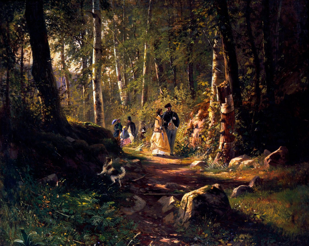 Uma caminhada em uma floresta, 1869 de Ivan Ivanovich Shishkin