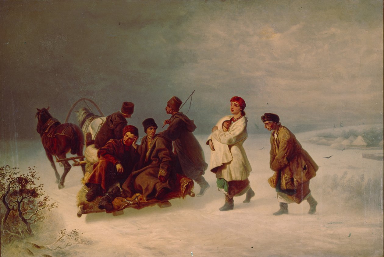 Despedida dos recrutas, 1860 de Ivan Ivanovich Sokolov