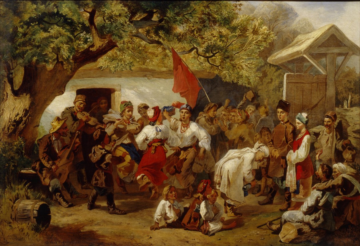 O banquete de casamento, 1860 de Ivan Ivanovich Sokolov