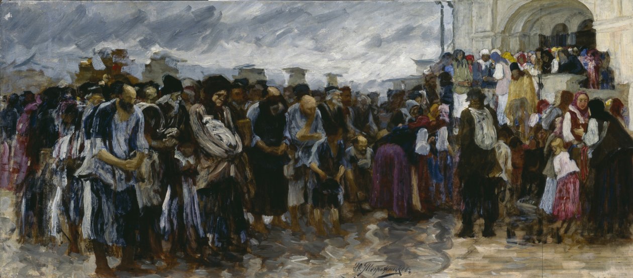 Mendigos na igreja, 1889 de Ivan Ivanovich Tvorozhnikov