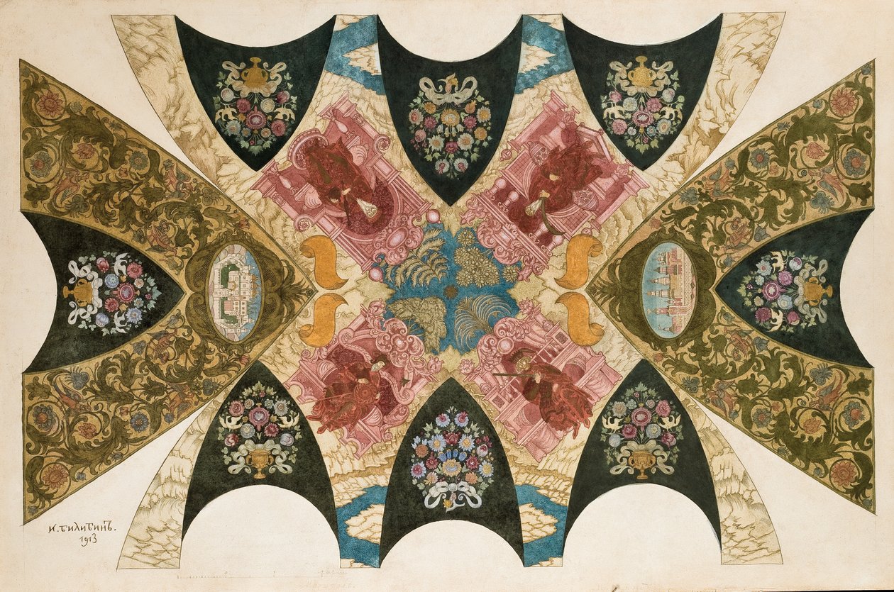 Um projeto original para um mural de teto para o Banco do Estado em Nizhny-Novgorod de Ivan Yakovlevich Bilibin
