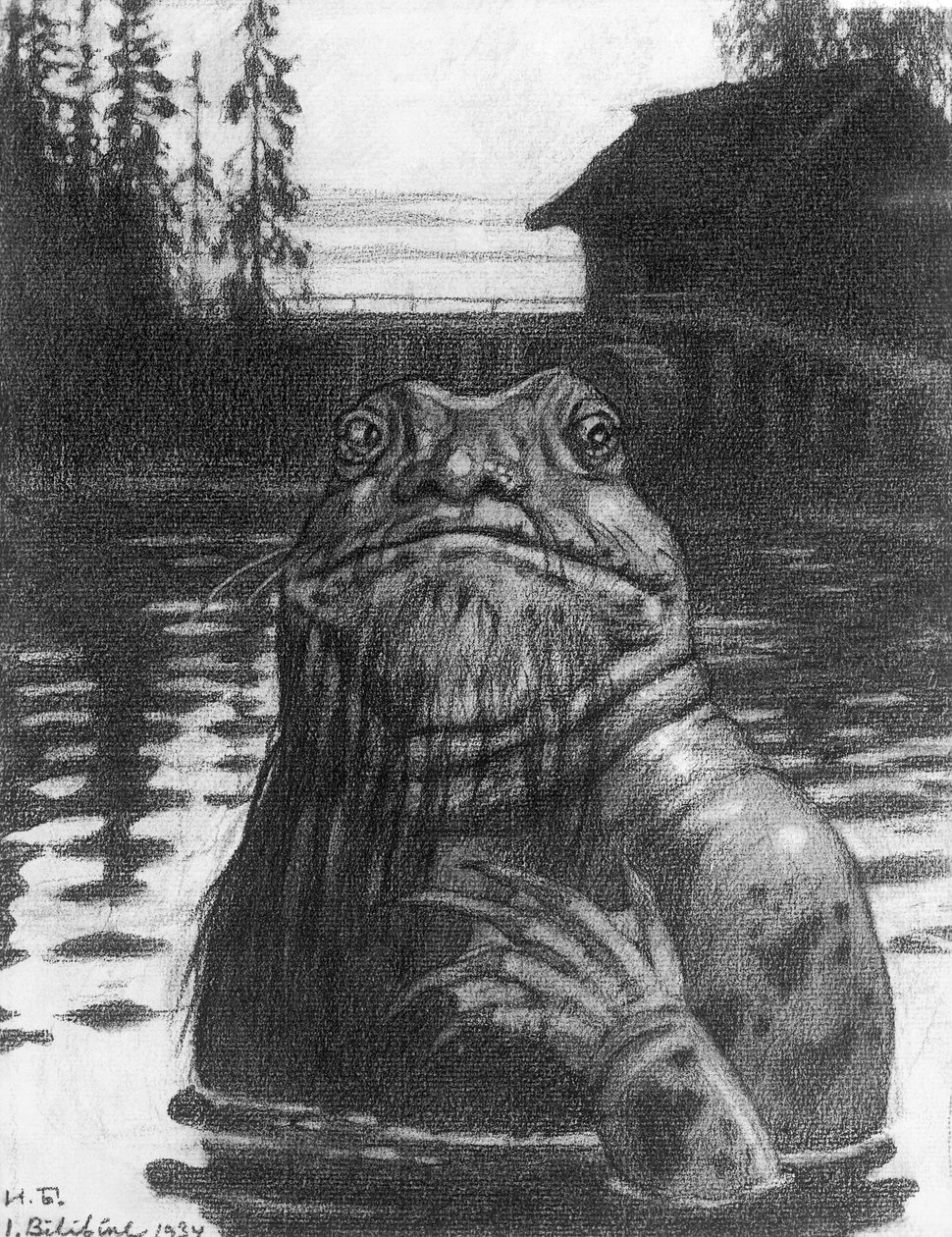 Vodyanoi, o Sprite d&39;Água, 1934 (carvão sobre papel) de Ivan Yakovlevich Bilibin
