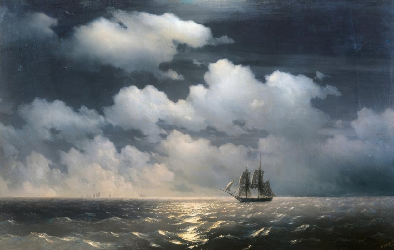 Brig Mercury &39;atacado por dois navios turcos. de Ivan Konstantinovich Aivazovsky