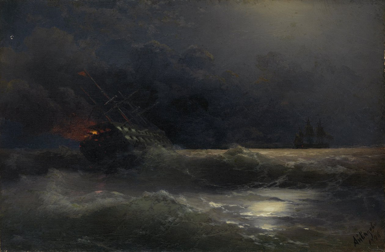 Navio em chamas Um episódio da Guerra Russo-Turca, 1896 de Ivan Konstantinovich Aivazovsky