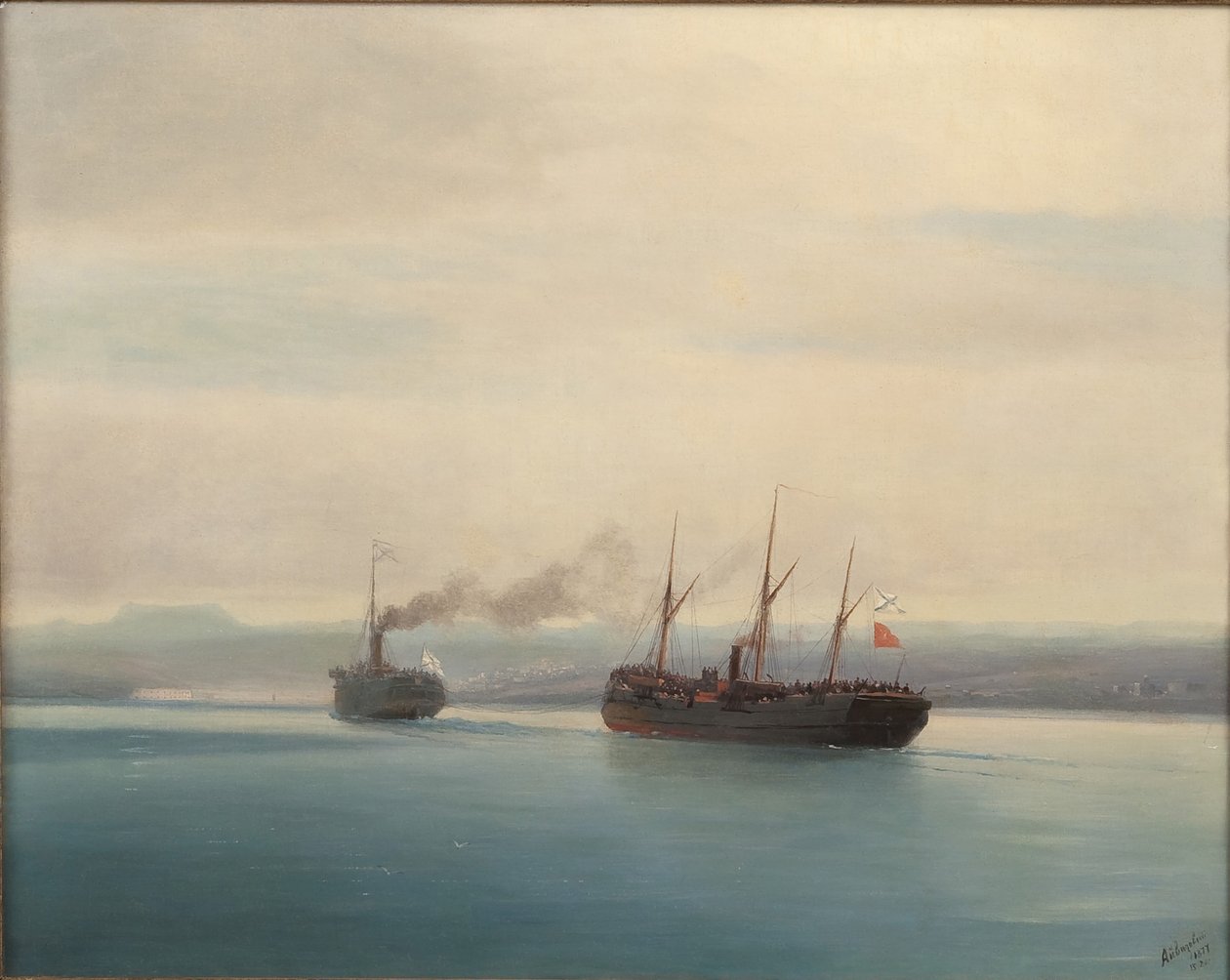 Captura do Troophip turco Mersina pelo Steamer Russia em 13 de dezembro de 1877, 1877 de Ivan Konstantinovich Aivazovsky