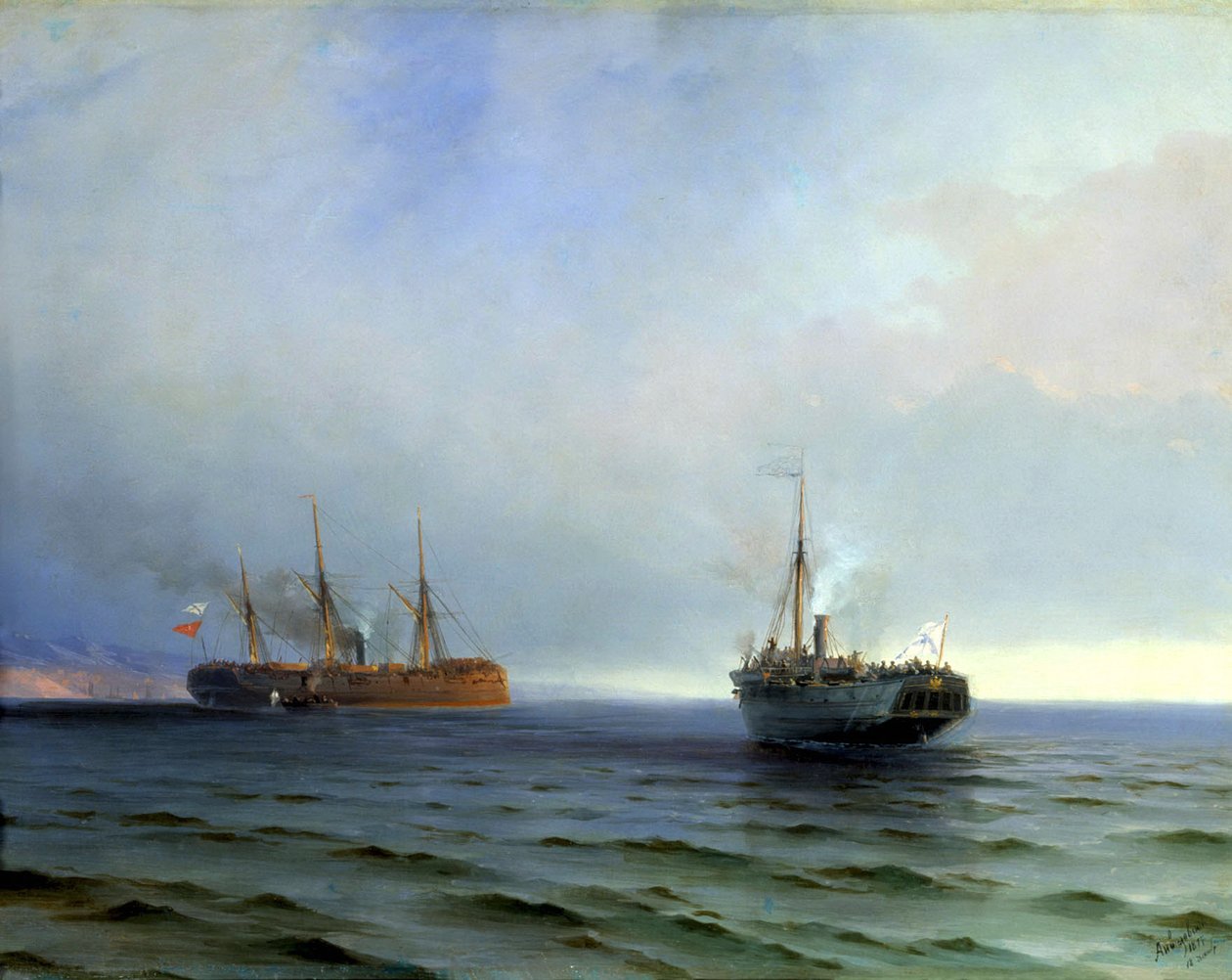 Captura do transporte militar turco "Messina", 13 de Dezembro de 1877.   de Ivan Konstantinovich Aivazovsky