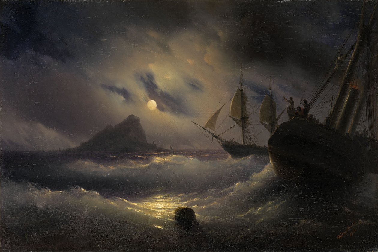 Gibraltar à noite, 1844 de Ivan Konstantinovich Aivazovsky