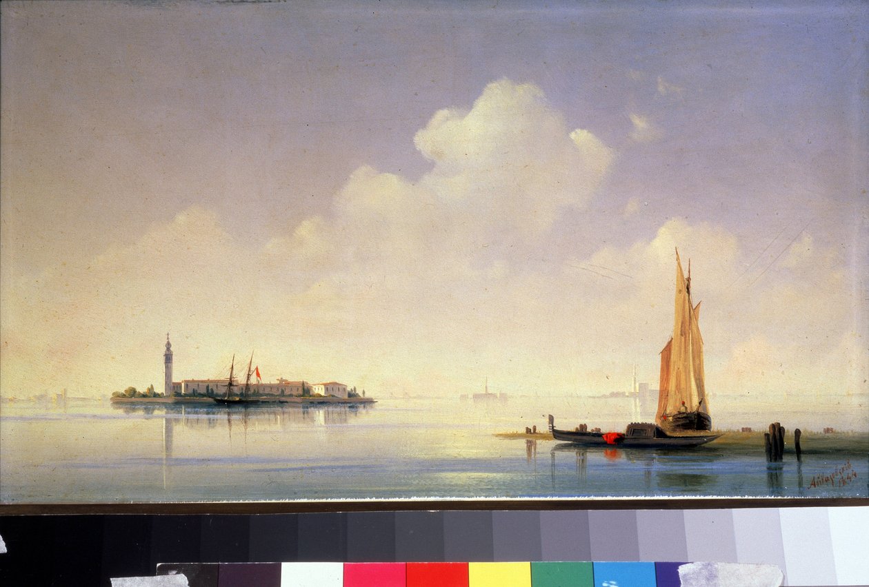 A lagoa veneziana, vista da ilha de San Giorgio Maggiore (Saint-Georges-Majeur, Saint Georges Major) (A lagoa veneziana, vista de San Giorgio Maggiore). Pintura de Ivan Konstantinovich Aivazovsky (Ivan Konstantinovitch Aivazovsky de Ivan Konstantinovich Aivazovsky