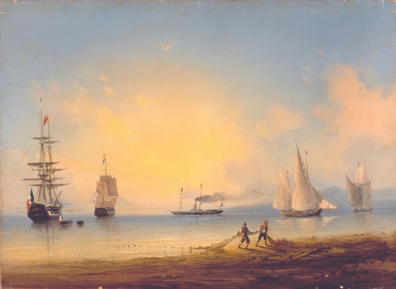 Fragatas russas e francesas de Ivan Konstantinovich Aivazovsky