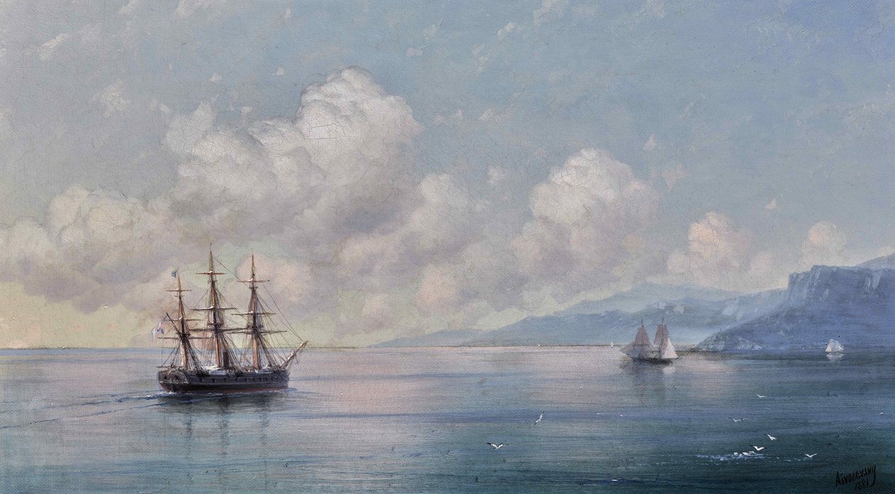 Navio ao largo da costa da Crimeia, 1881. de Ivan Konstantinovich Aivazovsky