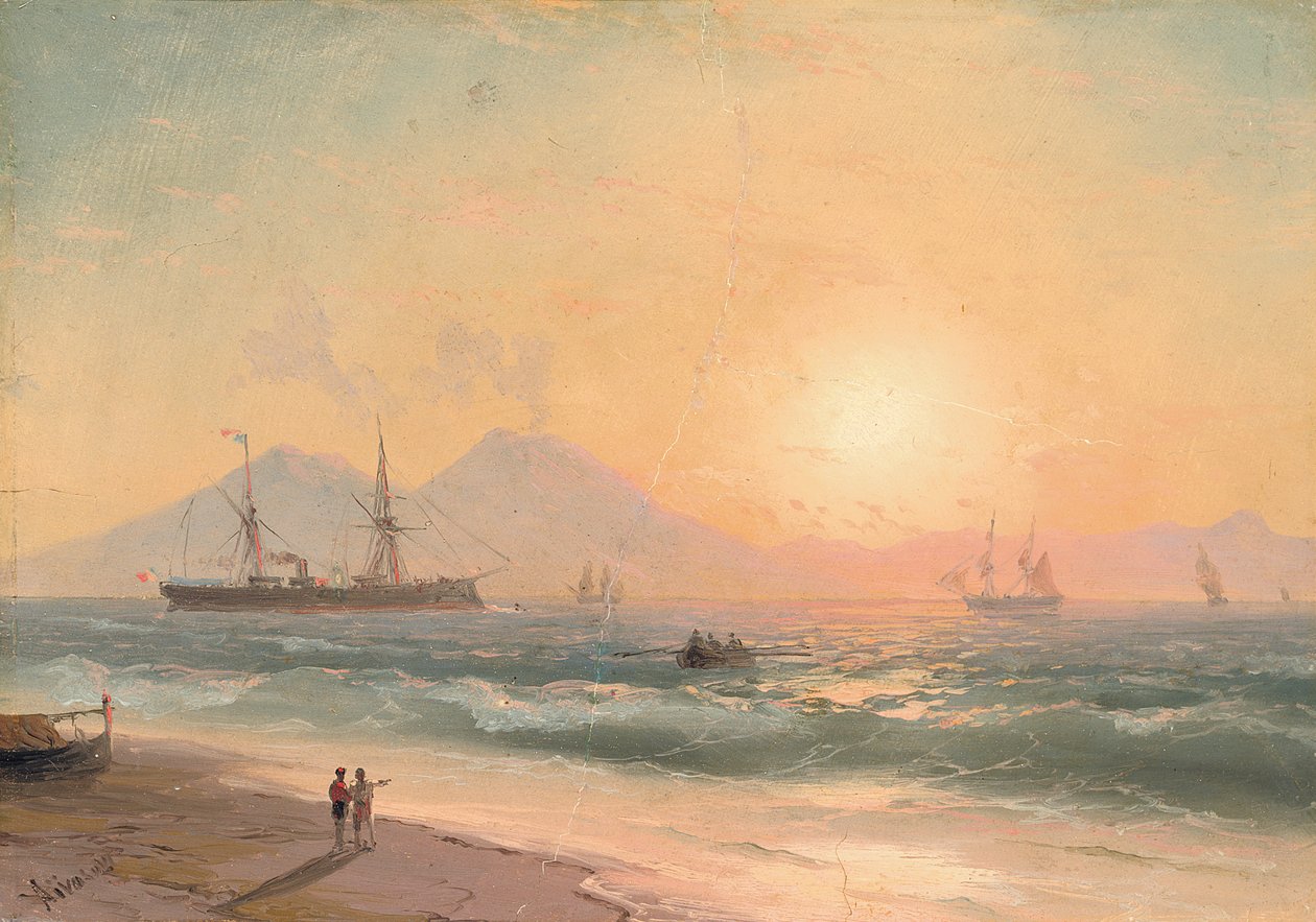 Observando navios ao pôr do sol, de Ivan Konstantinovich Aivazovsky