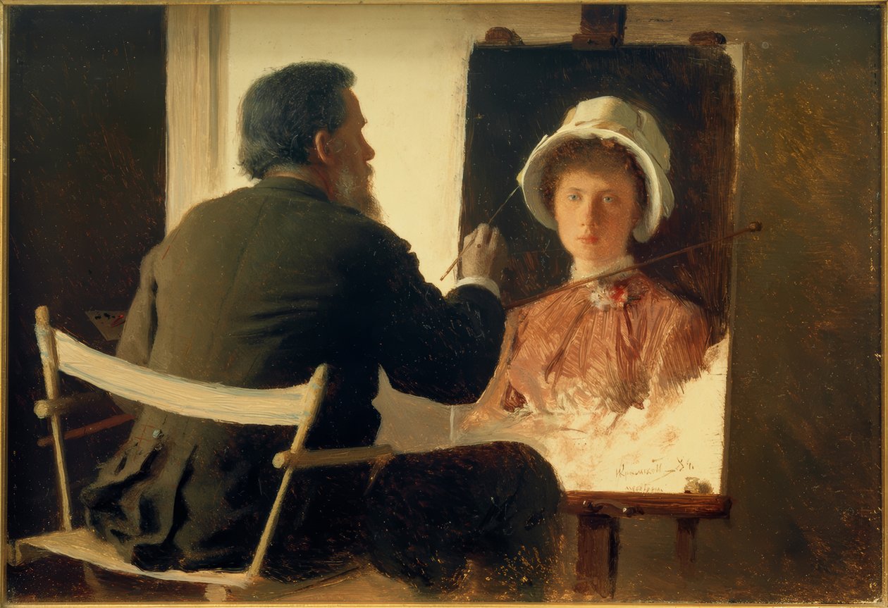 Kramskoi, retratando sua filha de Ivan Nikolaevich Kramskoy