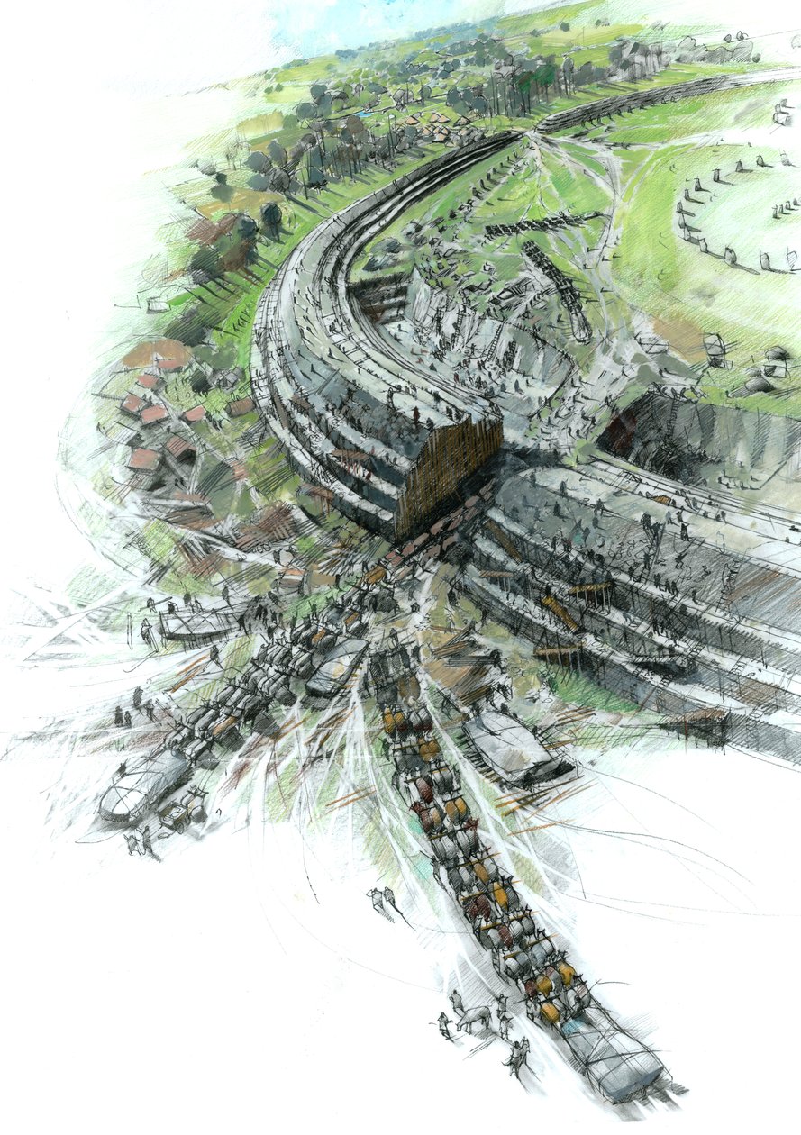 Construção de Avebury Stone Circle, Wiltshire, 3º milênio aC, c1990-2010 de Ivan Lapper