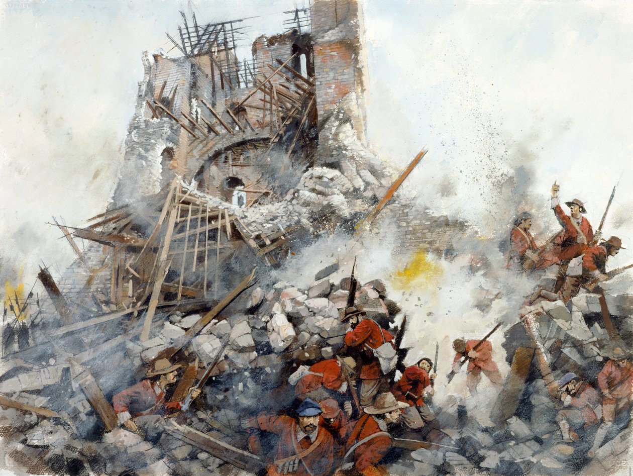 Destruição da Fortaleza, Guerra Civil Inglesa, Castelo de Scarborough, 1645, c1990-2010 de Ivan Lapper