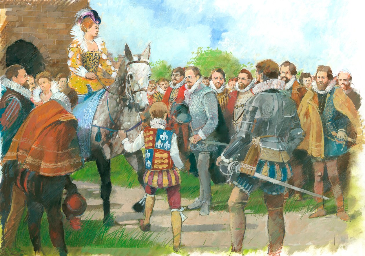 Elizabeth I sendo recebida no Castelo Kenilworth, década de 1570, c1990-2010 de Ivan Lapper