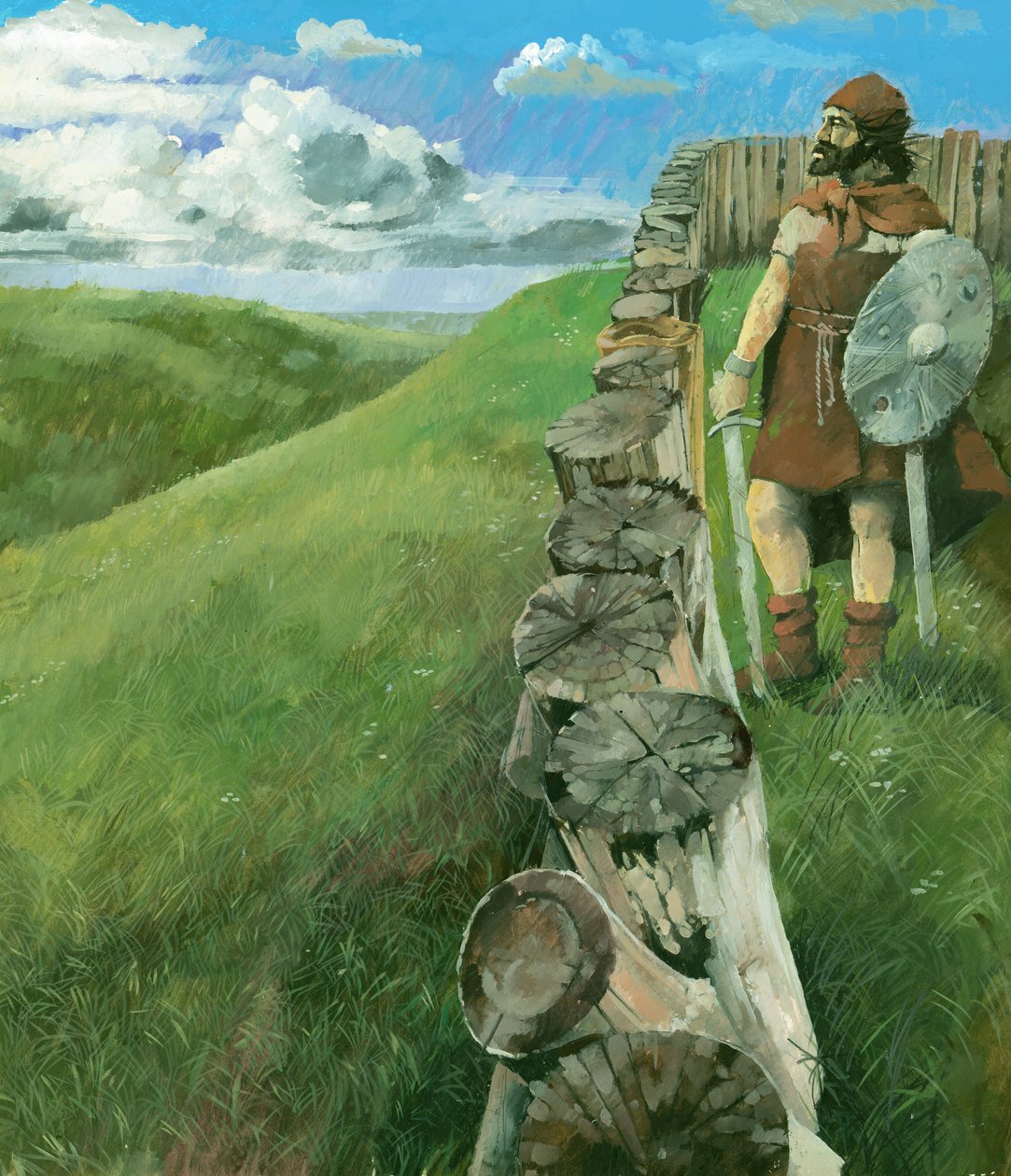 Homem da Idade do Ferro em Liddington Castle Hillfort, Swindon, Wiltshire, 1994 de Ivan Lapper