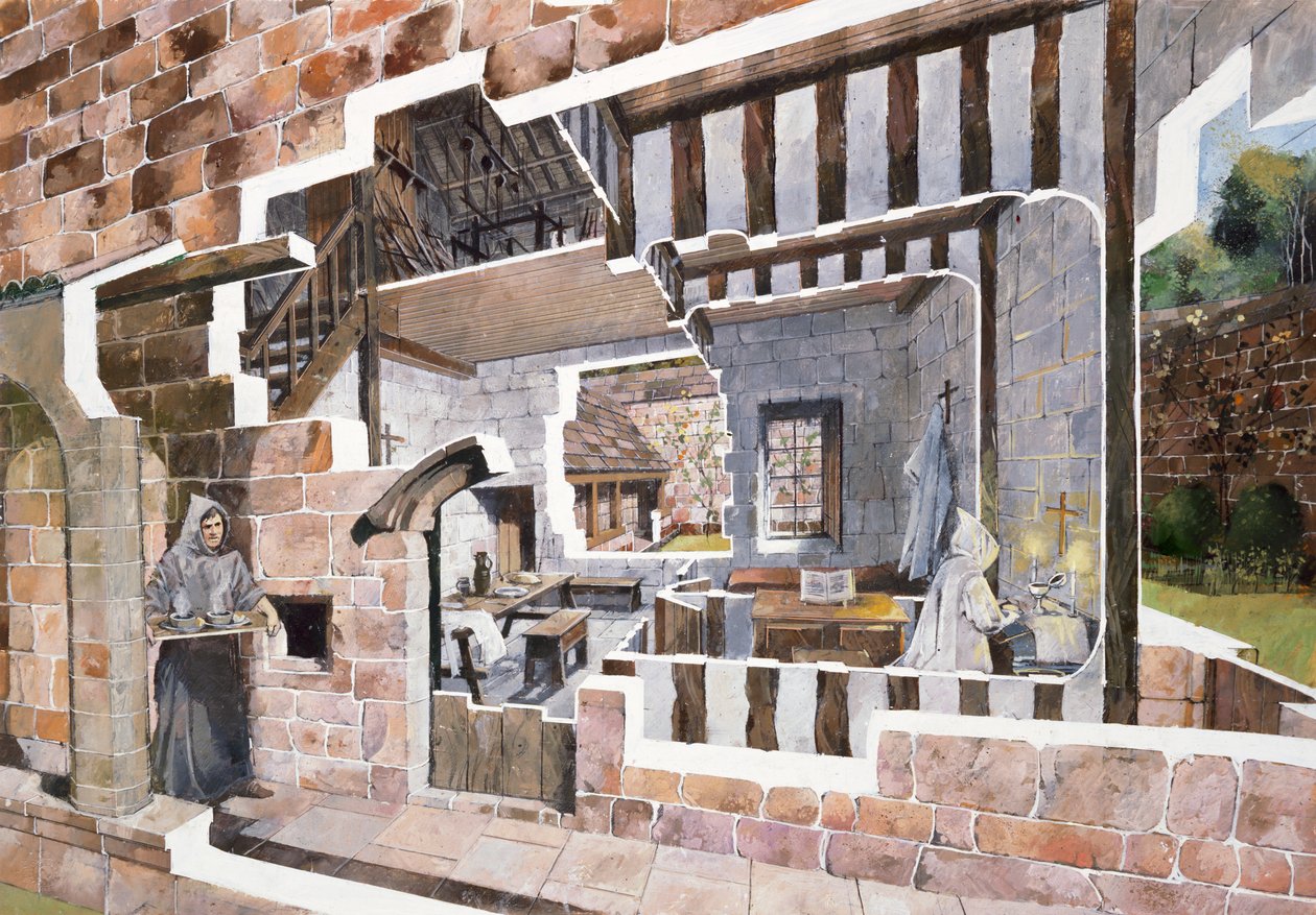 Cela do monge, Monte Grace Priory, século 15, c1990-2010 de Ivan Lapper