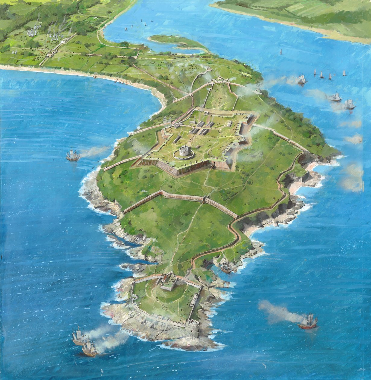 Castelo de Pendennis durante o cerco de 1646, c1990-2010 de Ivan Lapper