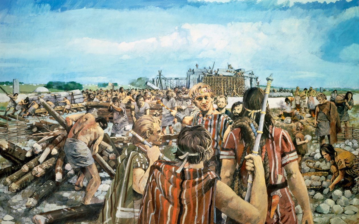 Construção de Stonehenge, c2300BC, c1990-2010 de Ivan Lapper