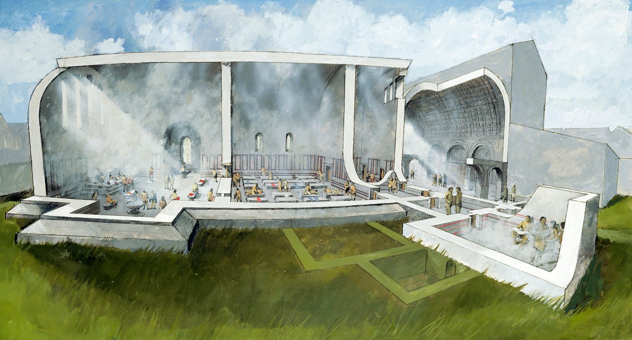 A casa de banho na cidade romana de Wroxeter, século II, c1990-2010 de Ivan Lapper
