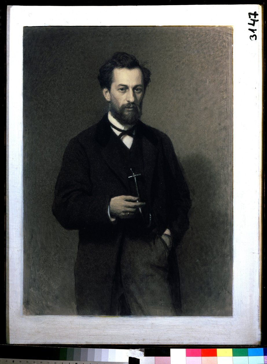 Retrato do artista Mikhail Konstantinovich Klodt barão von Jurgensburg (Michail Clodt, Michael Konstantinow Clodt) (1832-1902) (Retrato do artista M.K.Clodt). Pintura de Ivan Nikolayevich Kramskoi (1837-1887), óleo sobre tela de Ivan Nikolaevich Kramskoy