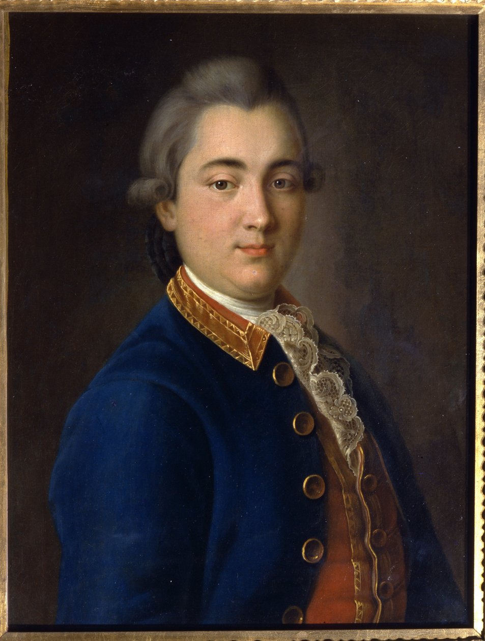 Retrato de Boris Vladimirovich Sheremetev (1754-1811) em uniforme do regimento da Guarda de Cavalaria. (Retrato de B.V. Sheremetev no uniforme do regimento de guarda de cavalaria). Pintura de Ivan Petrovich Argunov (Argounov) (1729-1802), óleo sobre tela de Ivan Petrovich Argunov