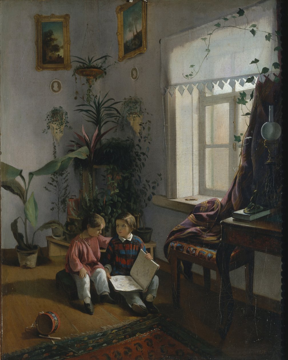 No quarto. Meninos olhando para o livro, 1854 de Ivan Phomich Khrutsky