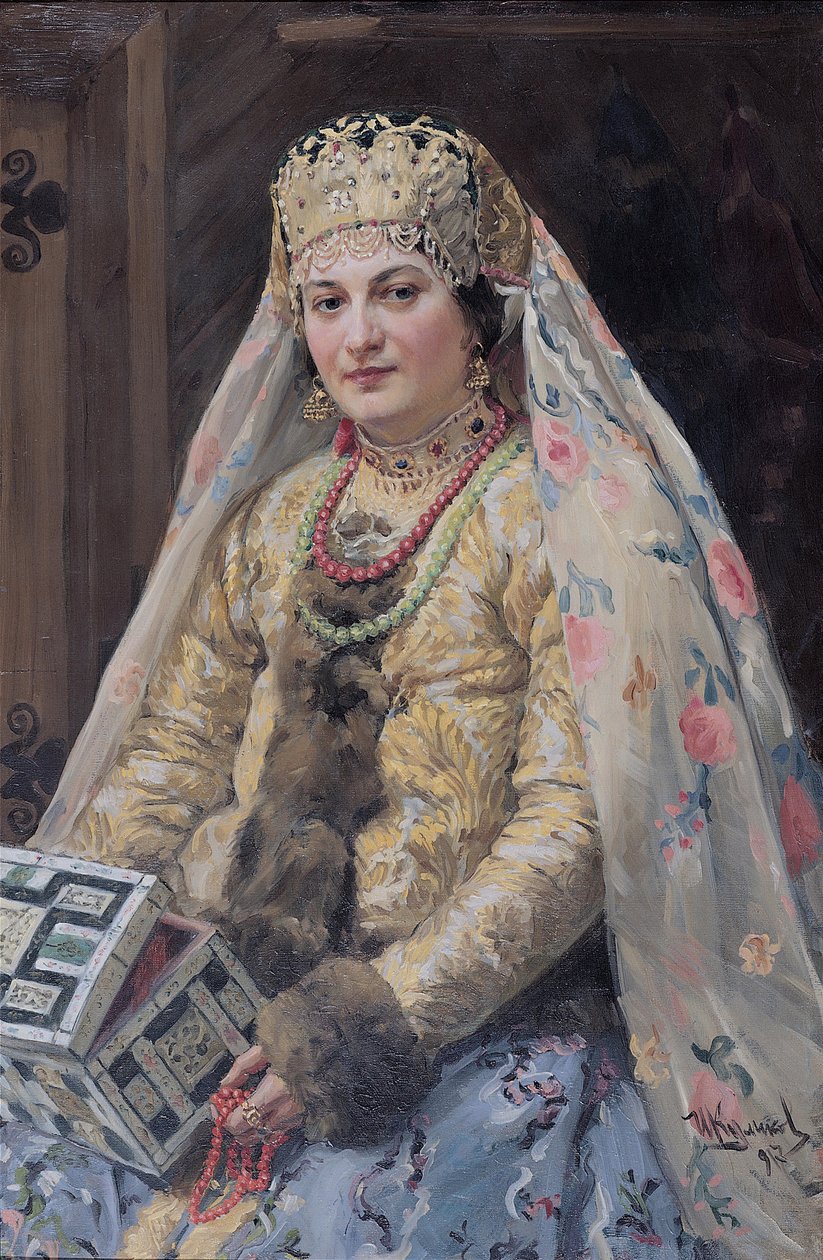 ""Retrato da esposa do artista"" Pintura de Ivan Koulikov (1875-1941) 1917 Dim 102,8x67,3 cm Coleção particular de Ivan Semyonovich Kulikov