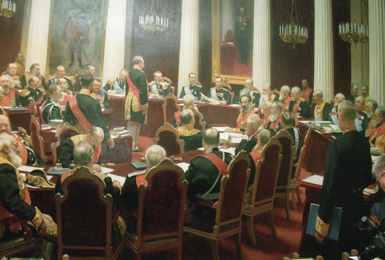 A sessão cerimonial do Conselho de Estado da Rússia Imperial em 7 de maio de 1901, 1903 de Ivan Semyonovich Kulikov