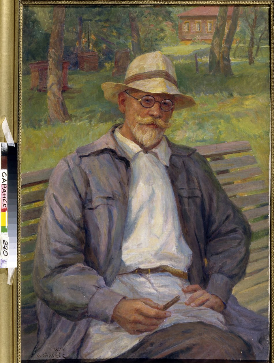 Retrato do pintor Ivan Gorshkin Sorokopudov, século XX (óleo sobre tela) de Ivan Silych Goriuschkin Sorokopudov