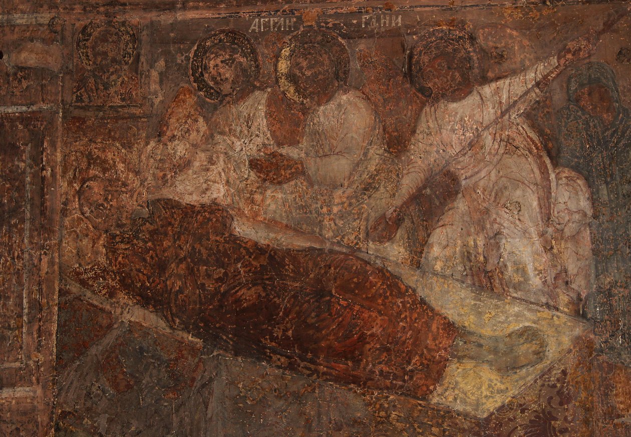 Afresco na Catedral de Nossa Senhora do Signo, Novgorod, início do século XVIII. de Ivan Yakovlevich Bakhmatov