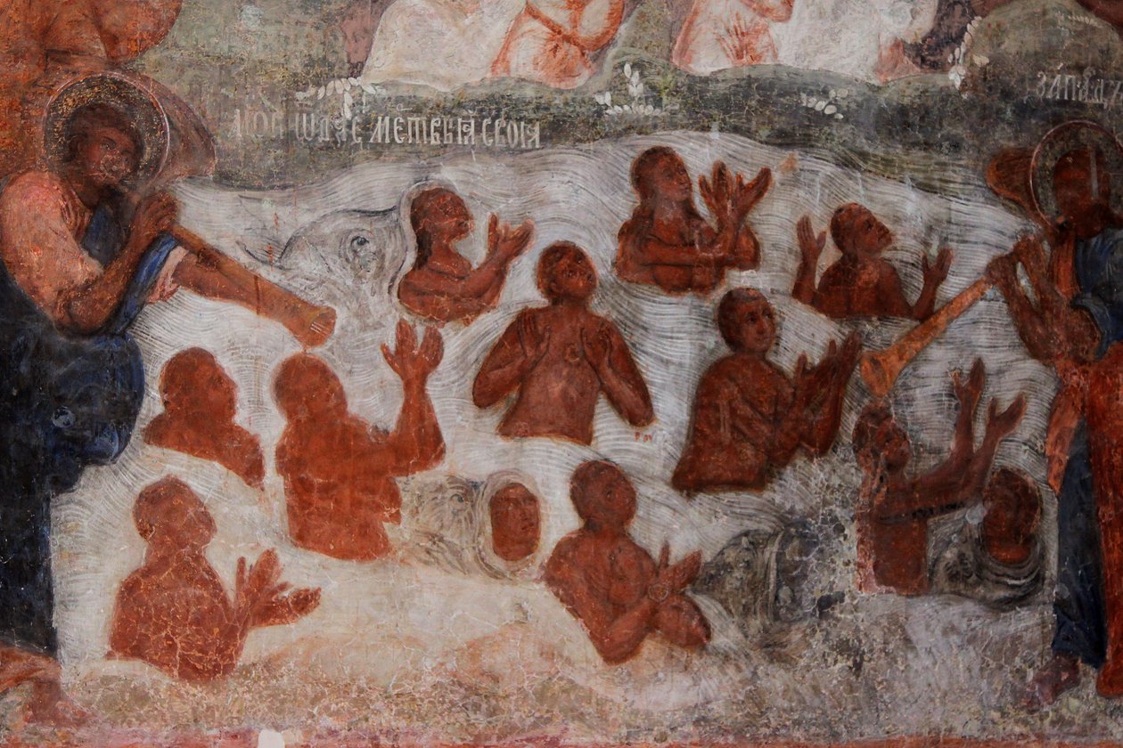 Afresco na Catedral de Nossa Senhora do Signo, Novgorod, início do século XVIII. de Ivan Yakovlevich Bakhmatov