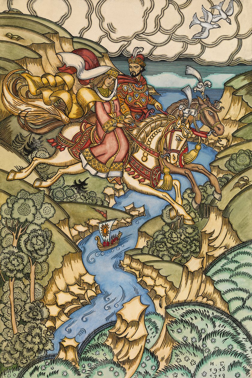 Ilustração para o conto de fadas Marya Morevna, 1913-1915 de Ivan Yakovlevich Bilibin