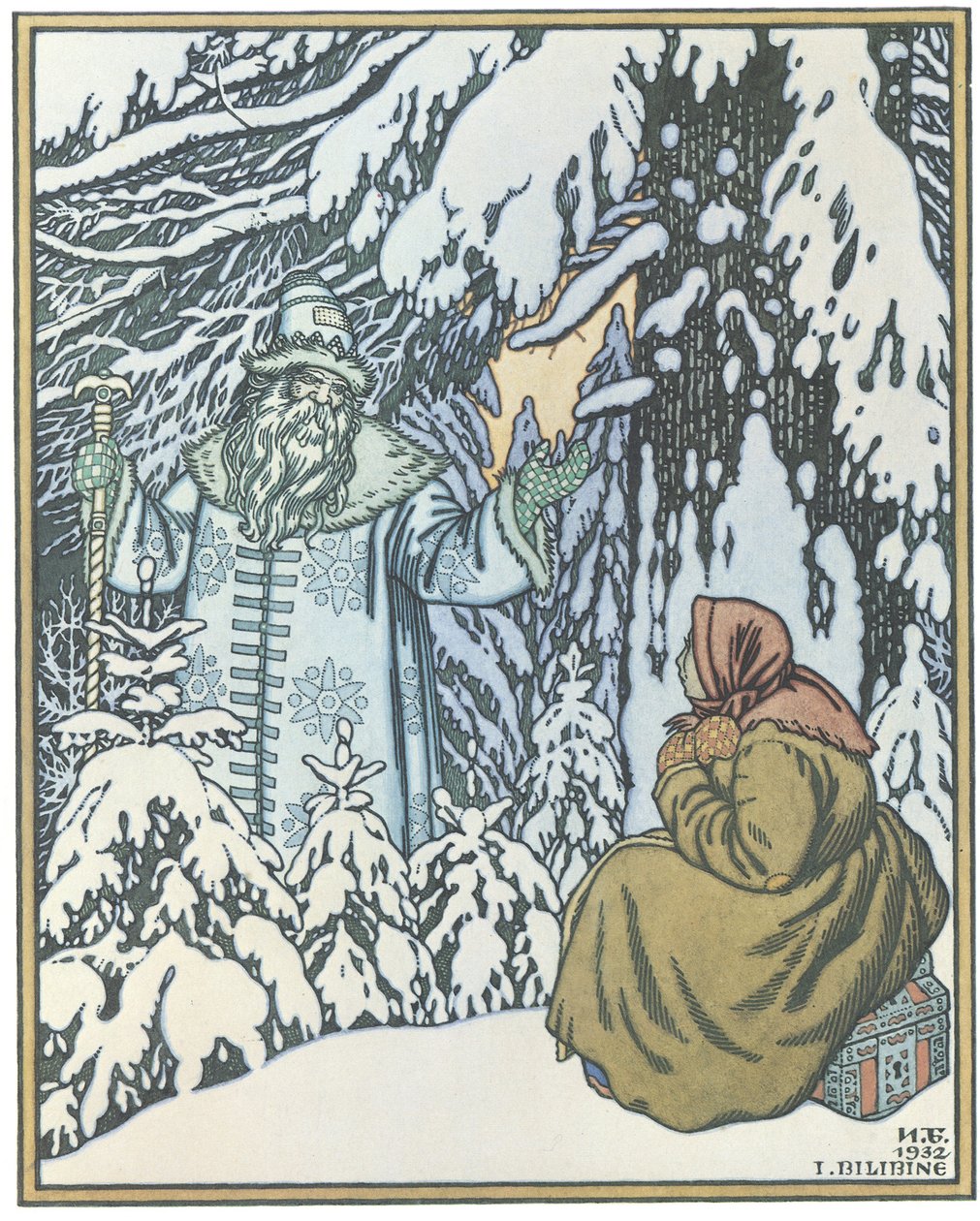 Ilustração para o conto de fadas Morozko, 1932 de Ivan Yakovlevich Bilibin