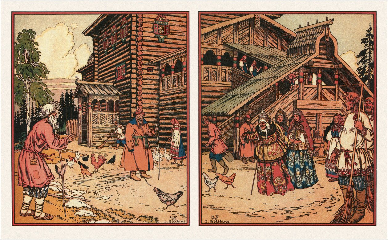 Ilustração do Conto do Pescador e do Peixe, 1933 de Ivan Yakovlevich Bilibin