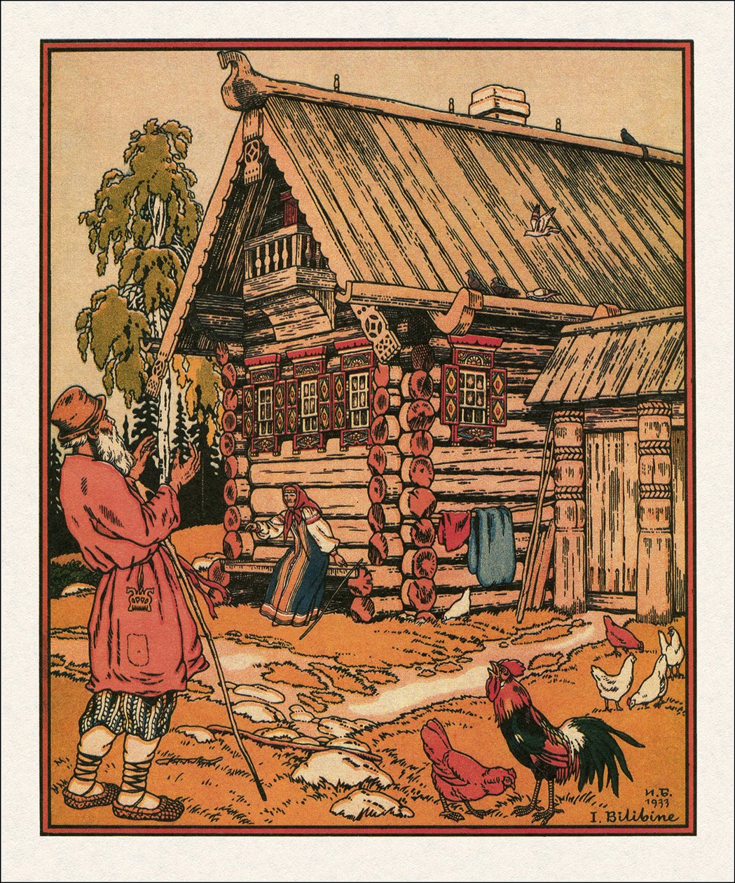 Ilustração do Conto do Pescador e do Peixe, 1933 de Ivan Yakovlevich Bilibin