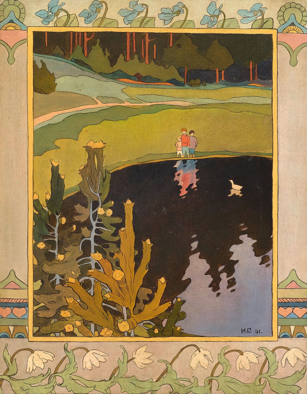 Ilustração para o conto de fadas The White Duck, 1901. de Ivan Yakovlevich Bilibin